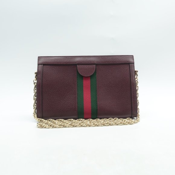 Gucci Burgundy Shoulder Bag with Gold Chain - Picture 4 of 12